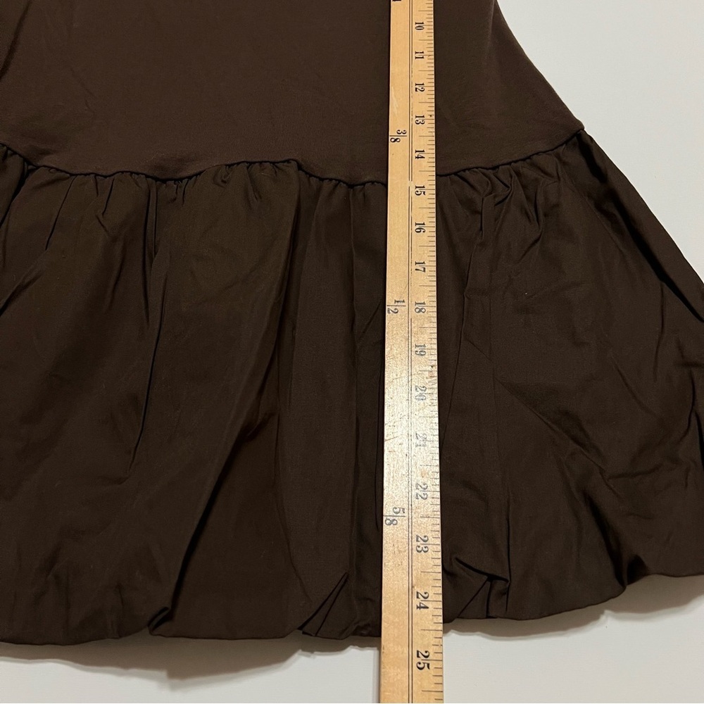 NWOT Wild Fable Women's Strapless Brown Bubble Hem Mini Babydoll Dress- Brown M - Picture 6 of 8